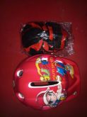 006007 EDU - conj protetor infantil capacete cotoveleira e joelheira e luva vermelho